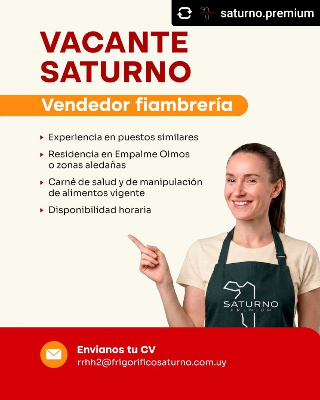 Buscamos vendedor para fiambrería